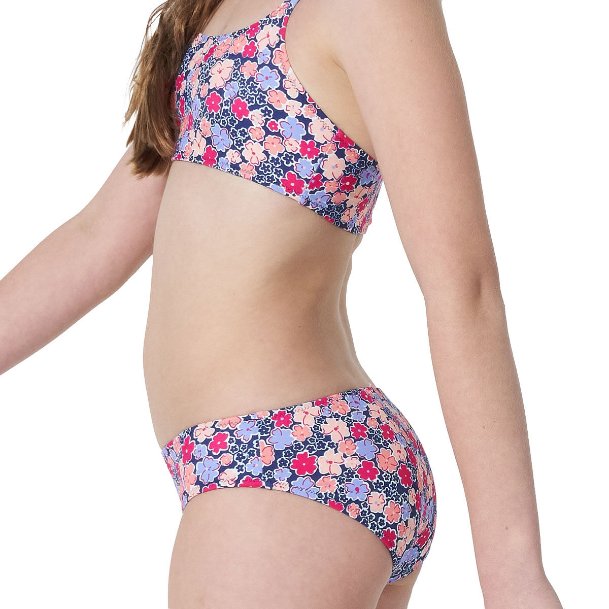 Tahwalhi Girls Reversible Floral Stripe Bikini Set Print 14