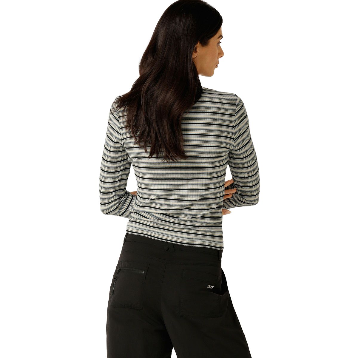 Lorna Jane Womens Movement Stripe Rib Long Sleeve Tee