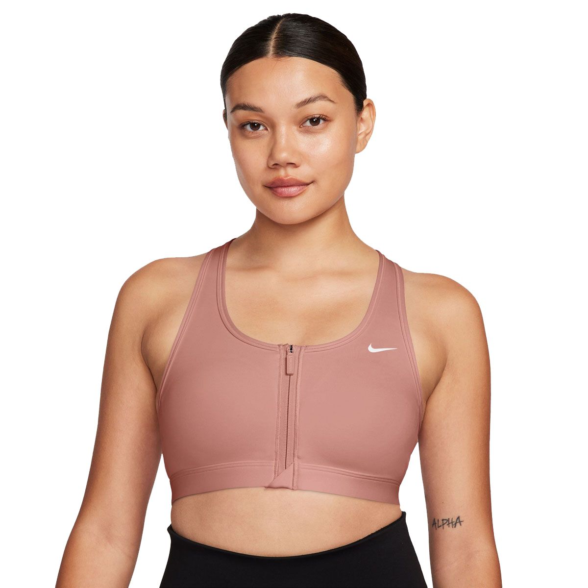 Nike Womens Swoosh Dri-FIT Mid Support Front Zip Sports Bra