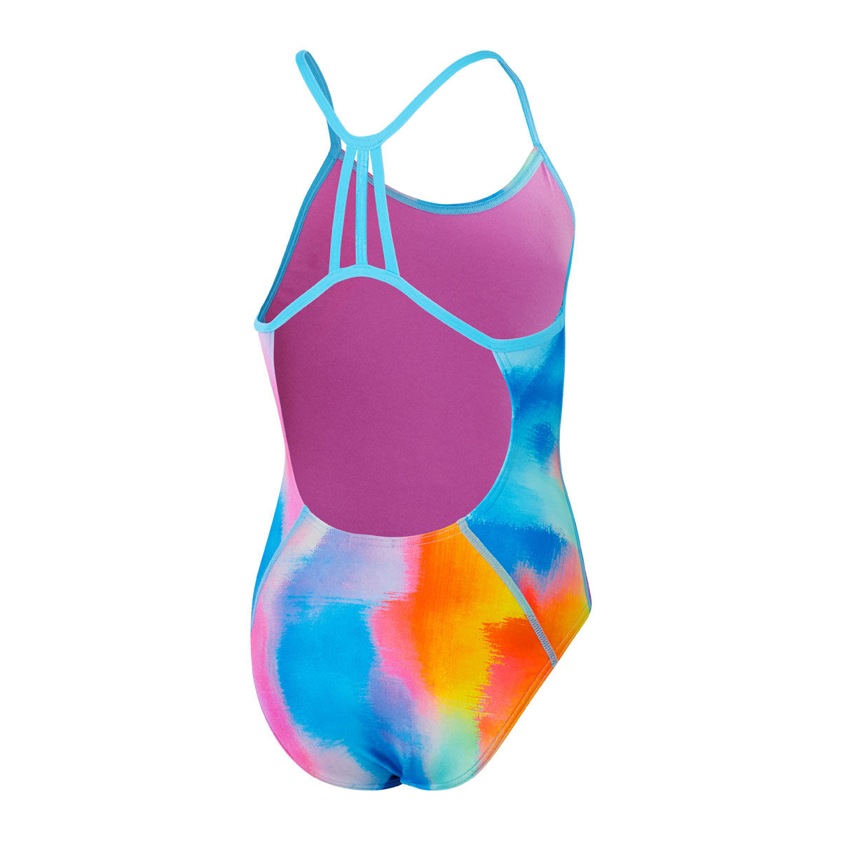 Speedo Girls Placement Lane Line Back One Piece Swimsuit