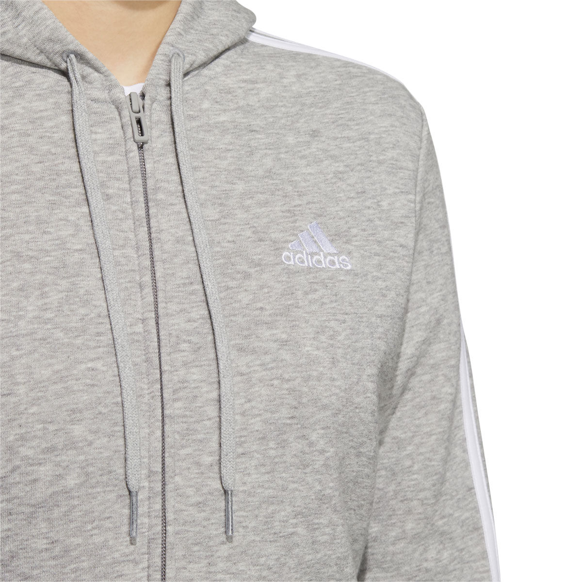 adidas Womens Essentials Fleece 3-Stripes Full Zip Hoodie