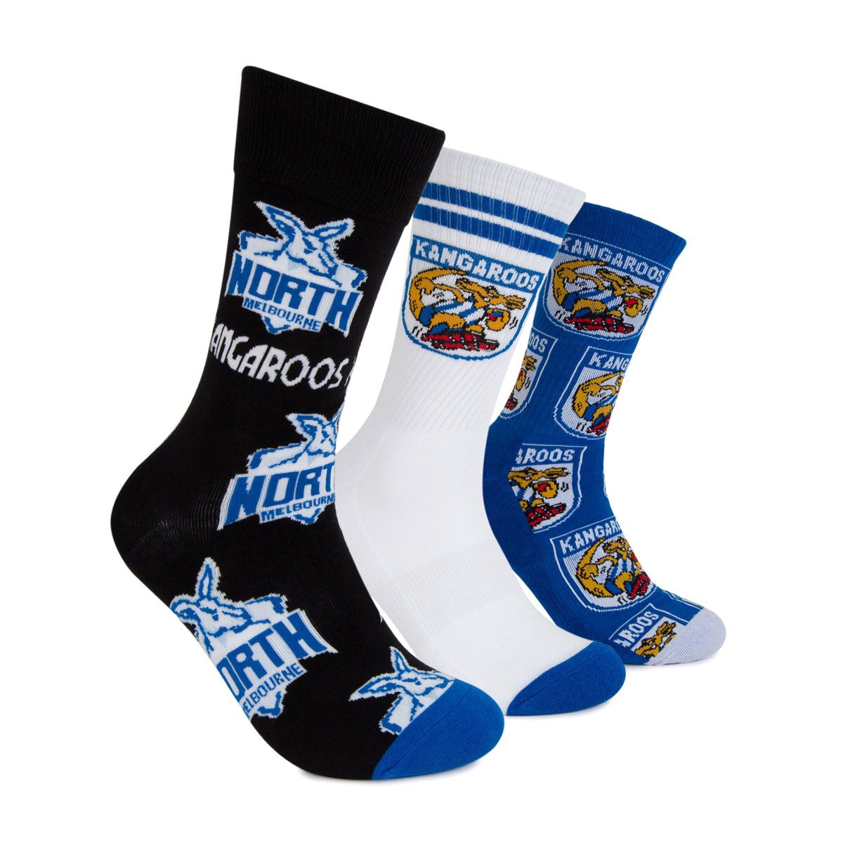 Footies North Melbourne Kangaroos 3 Pack Socks Gift Box