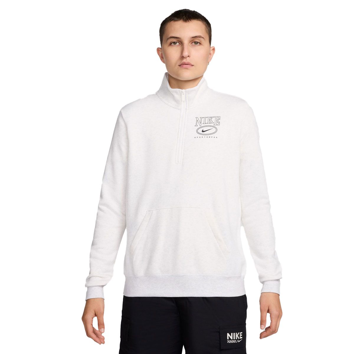 Nike Womens Sportswear Club Fleece Mock Neck Half Zip Graphic Sweatshirt