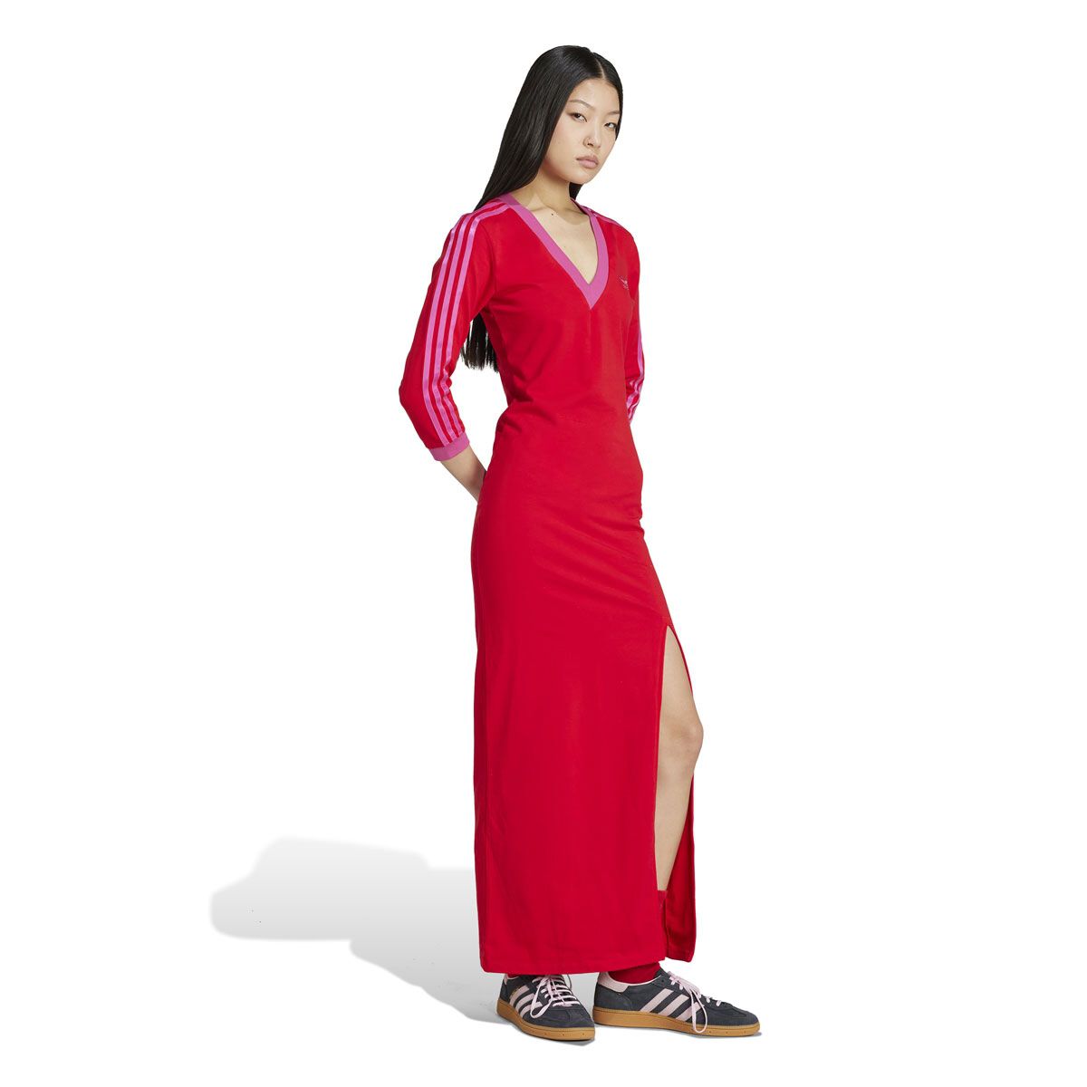 adidas Originals Womens Adicolor Classics 3-Stripes Long Sleeve Maxi Dress