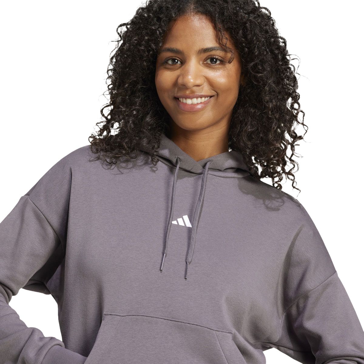 adidas Womens Feel Cozy Fleece Small Logo Pullover Hoodie