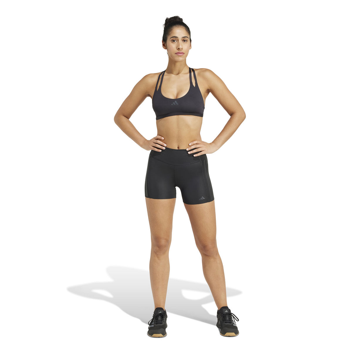 adidas Womens Optime Raw Cut Hem 4 Inch Short Tights