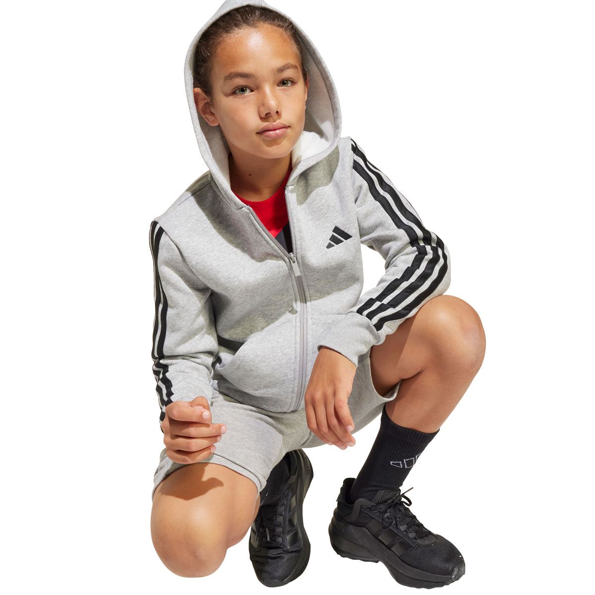 adidas Junior Essentials Fleece 3-Stripes Full Zip Hoodie