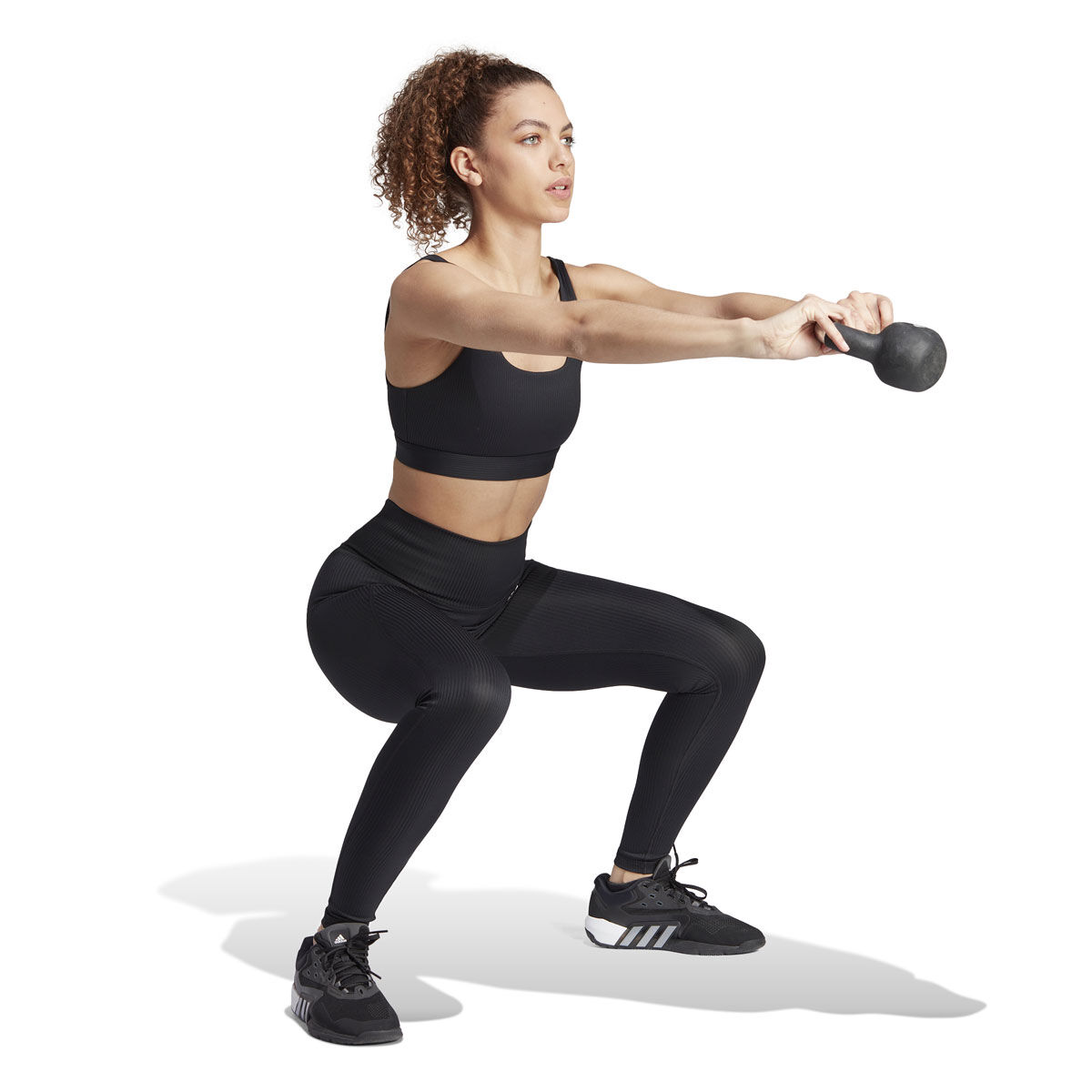 adidas Womens Optime Rib High Rise Full Length Tights