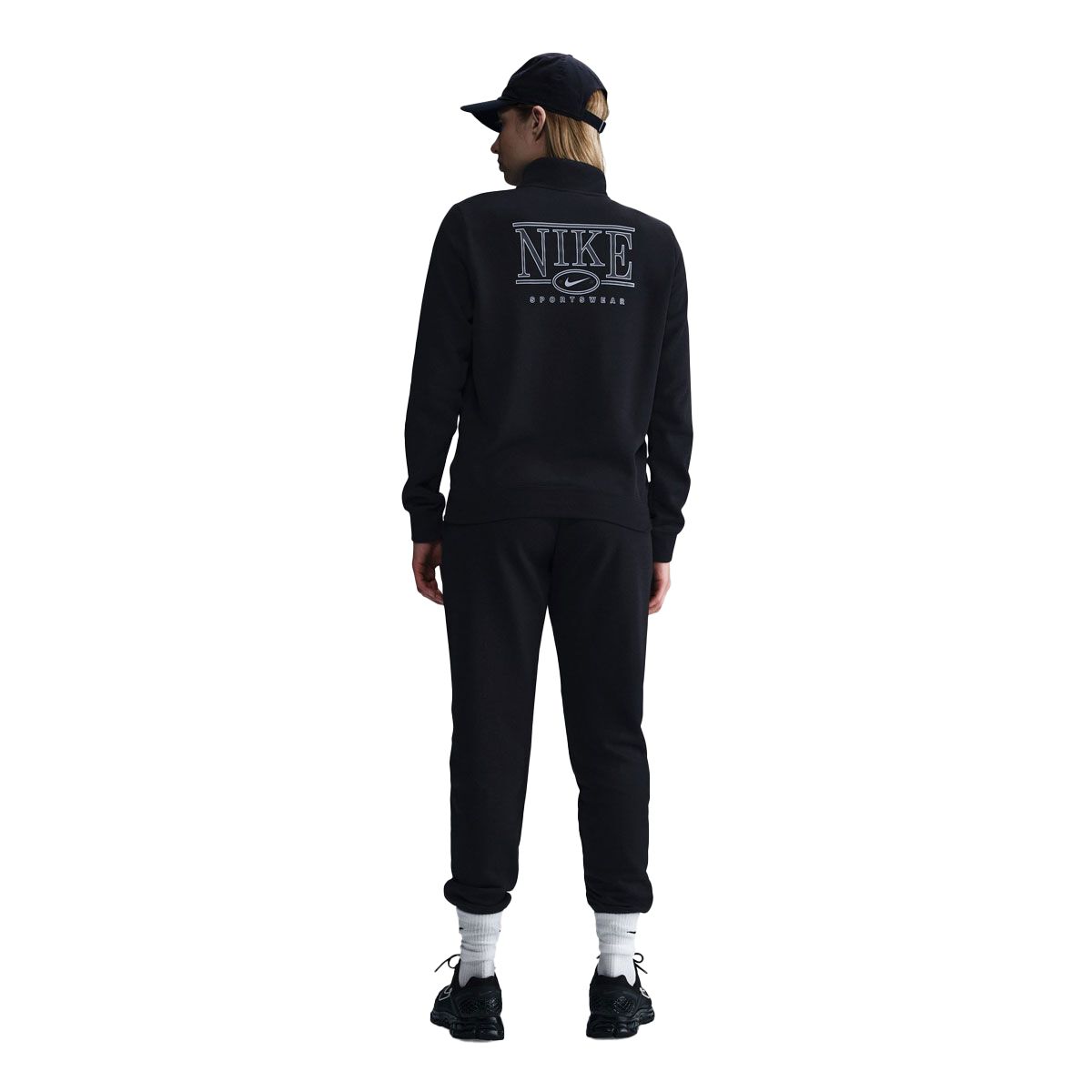 Nike Womens Sportswear Club Fleece Mock Neck Half Zip Graphic Sweatshirt