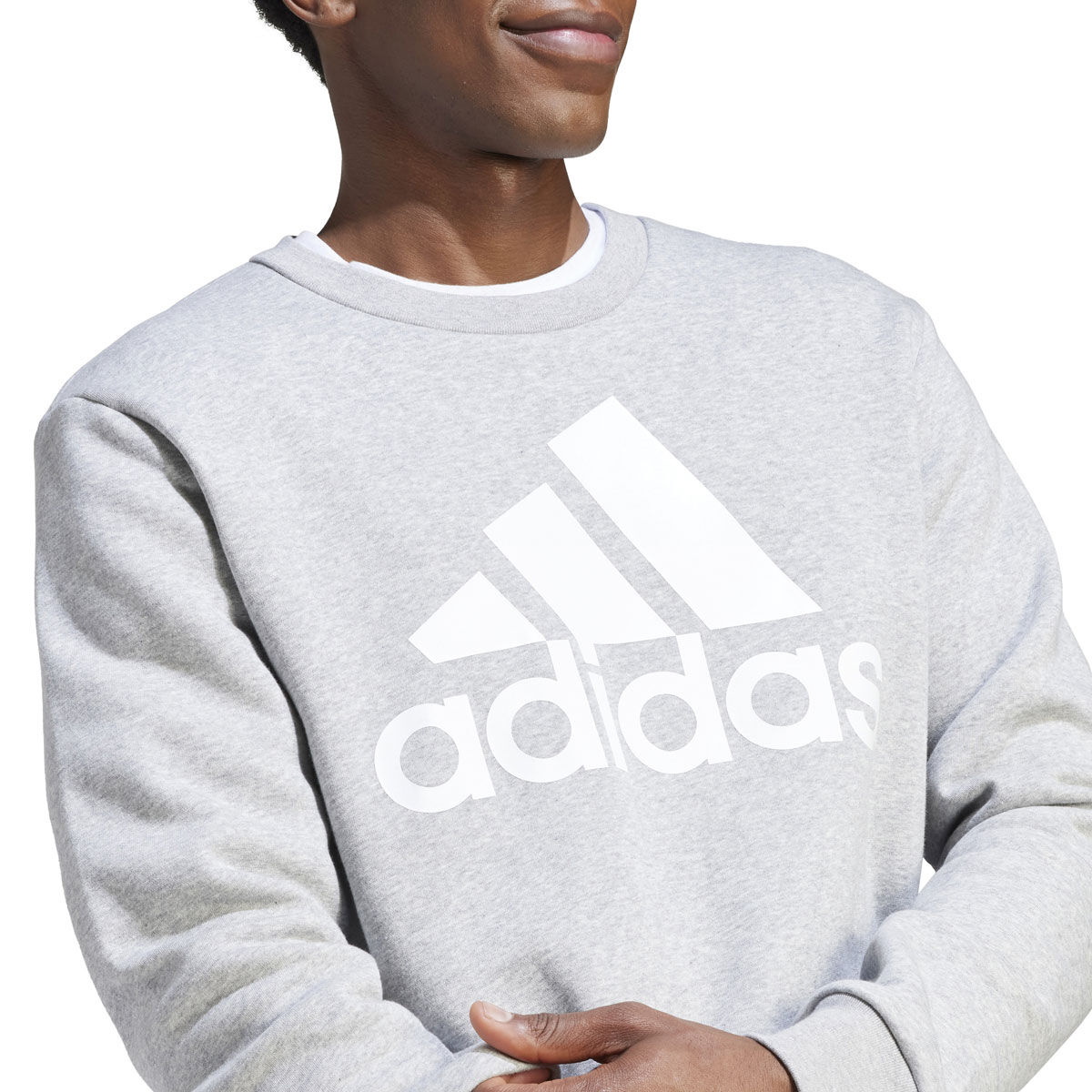 adidas Mens Essentials Big Logo Crew Fleece Sweatshirt