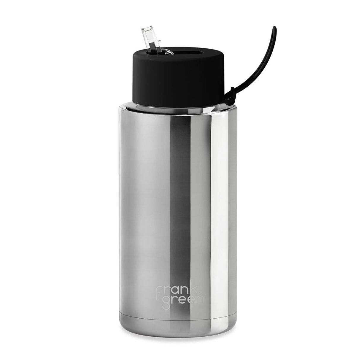 Frank Green Reusable Bottle 1L/34oz - Chrome/Black