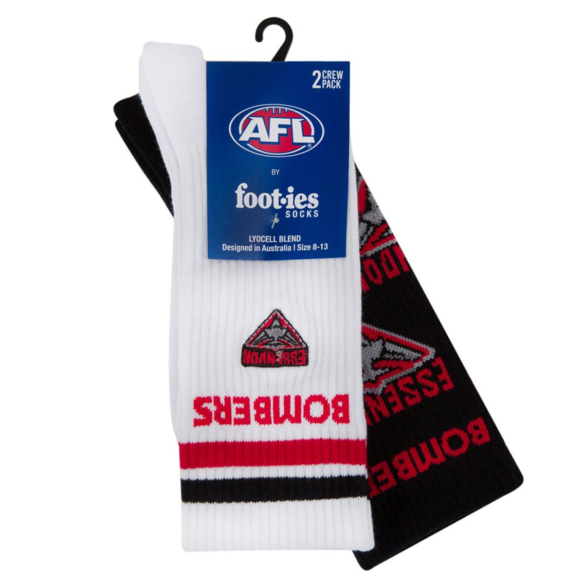 Footies Essendon Bombers 2025 Sneaker Socks 2 Pack