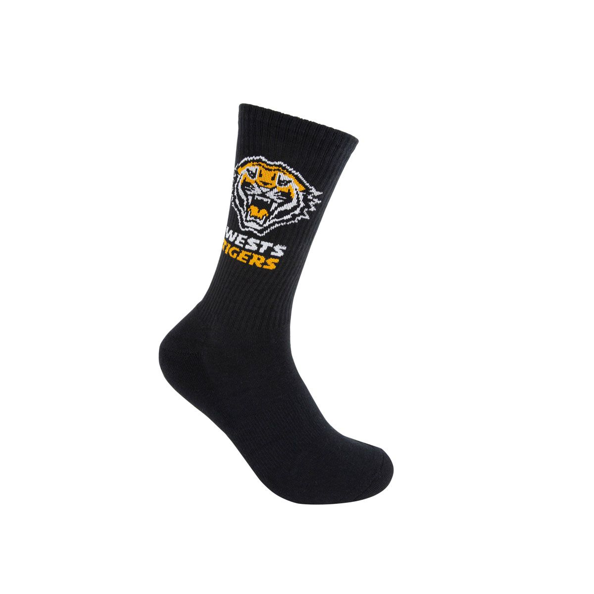 Wests Tigers Sneaker Socks 2 Pack Black/Cream M/L