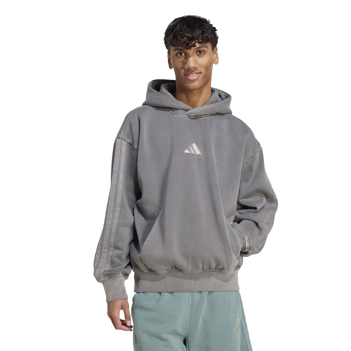 adidas Mens All SZN Fleece Pigment Dye Pullover Hoodie