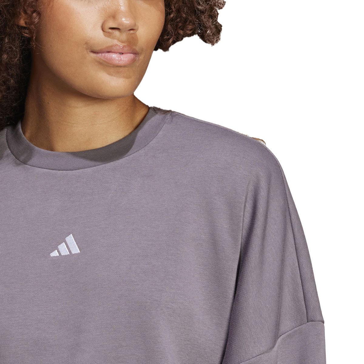 adidas Womens Feel Cozy Fleece Small Logo Crew Sweatshirt