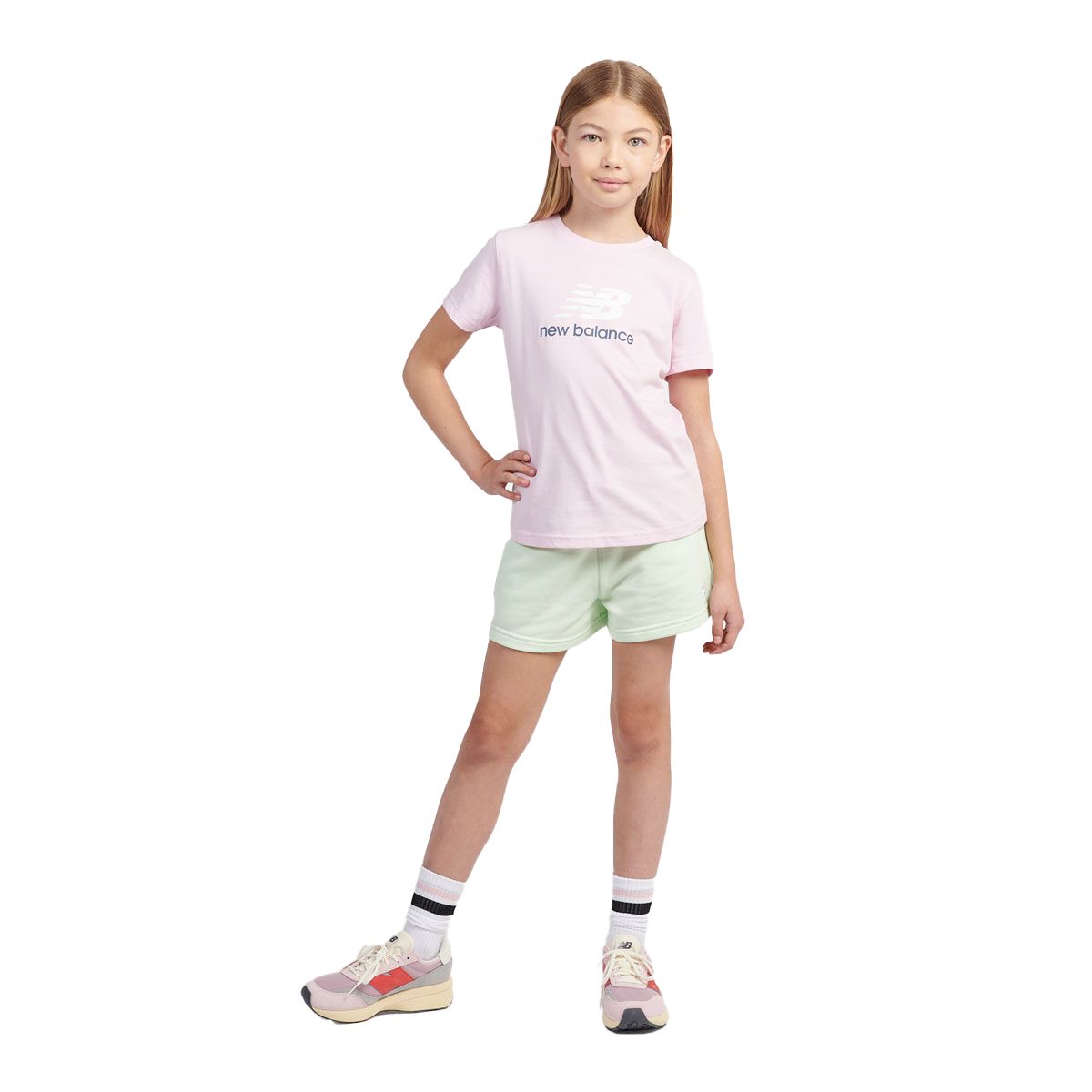 New Balance Junior Jersey Stacked Logo Tee