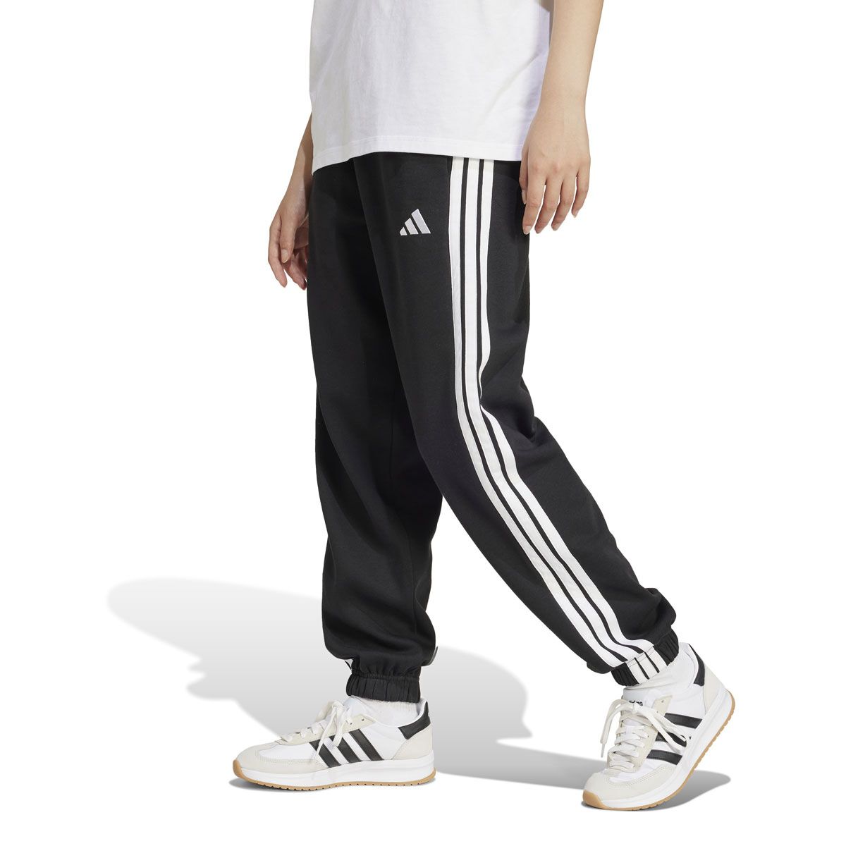 adidas Womens Essentials Fleece 3-Stripes Loose Fit Track Pants