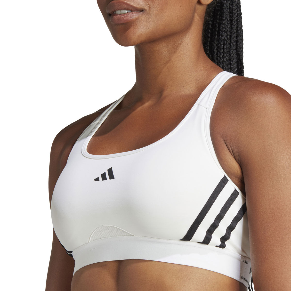 adidas Womens PowerReact 3-Stripes Medium Support Sports Bra