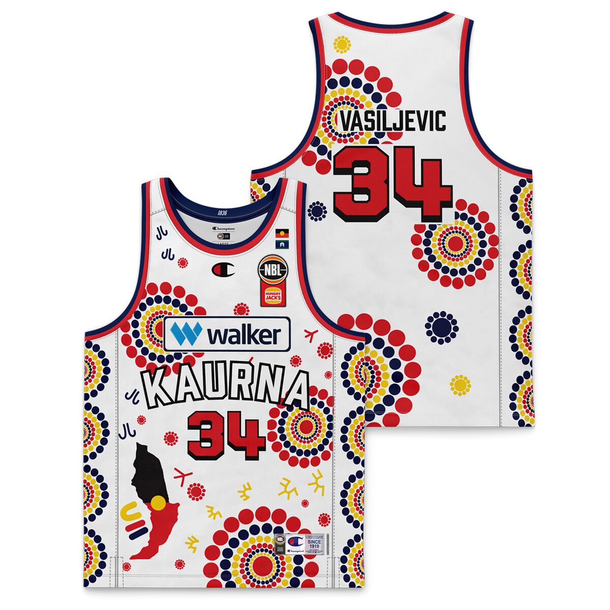 Adelaide 36ers Kids Dejan Vasiljevic 2024/25 Indigenous Basketball Jersey