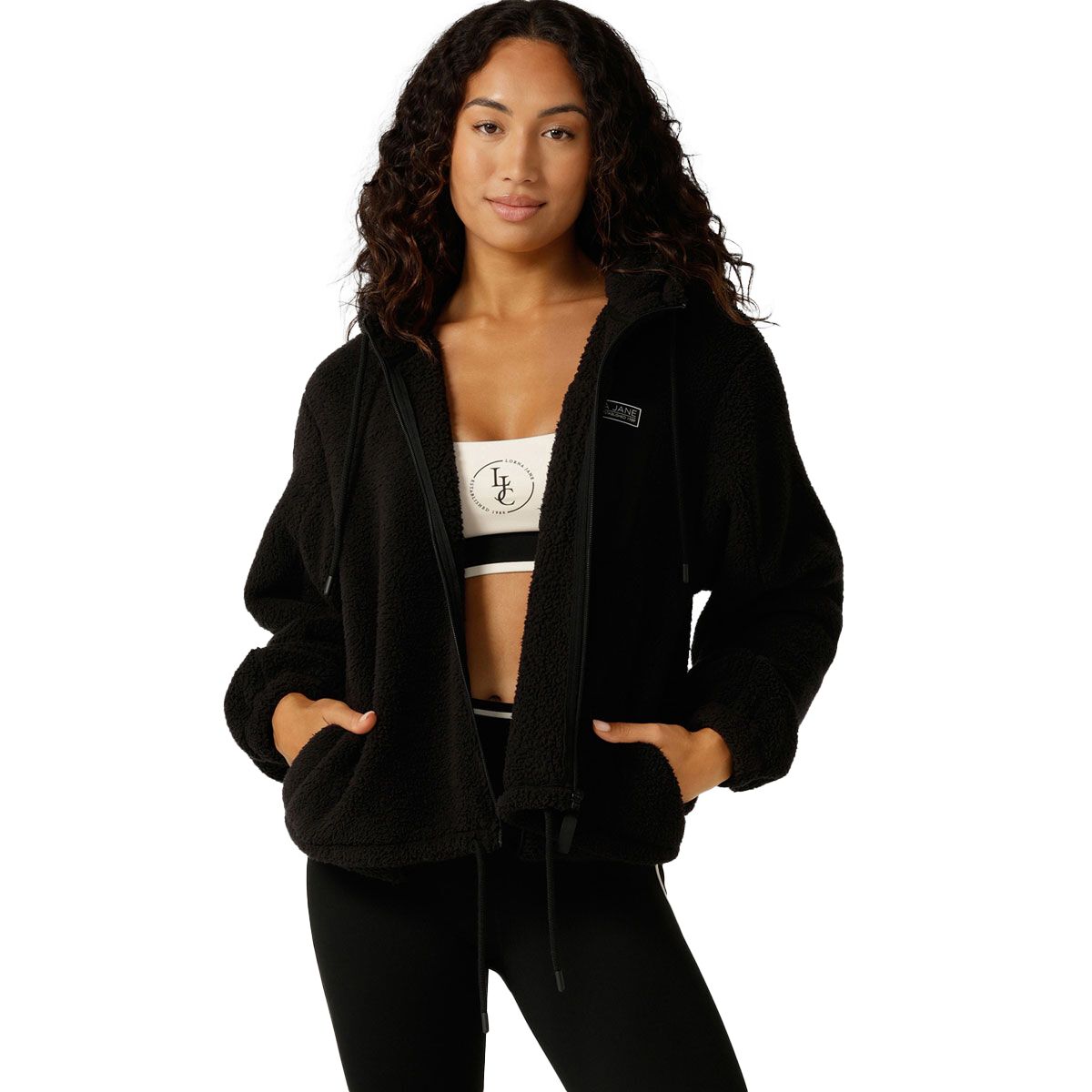 Lorna Jane Womens Teddy Fleece Zip Thru Full Zip Hoodie
