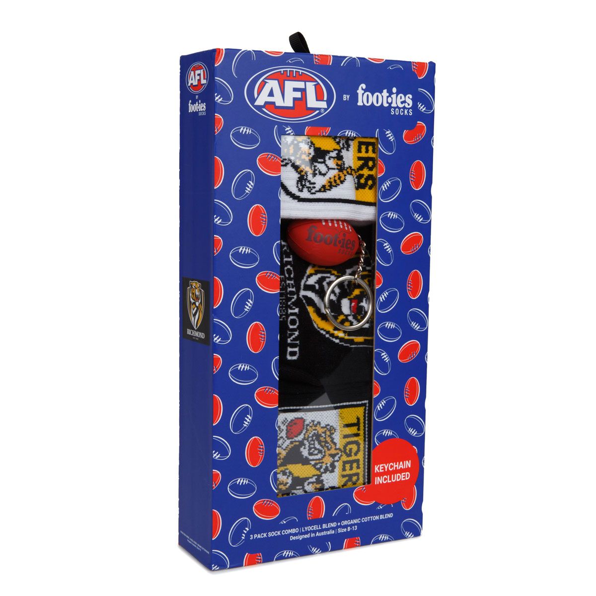 Footies Richmond Tigers 3 Pack Socks Gift Box