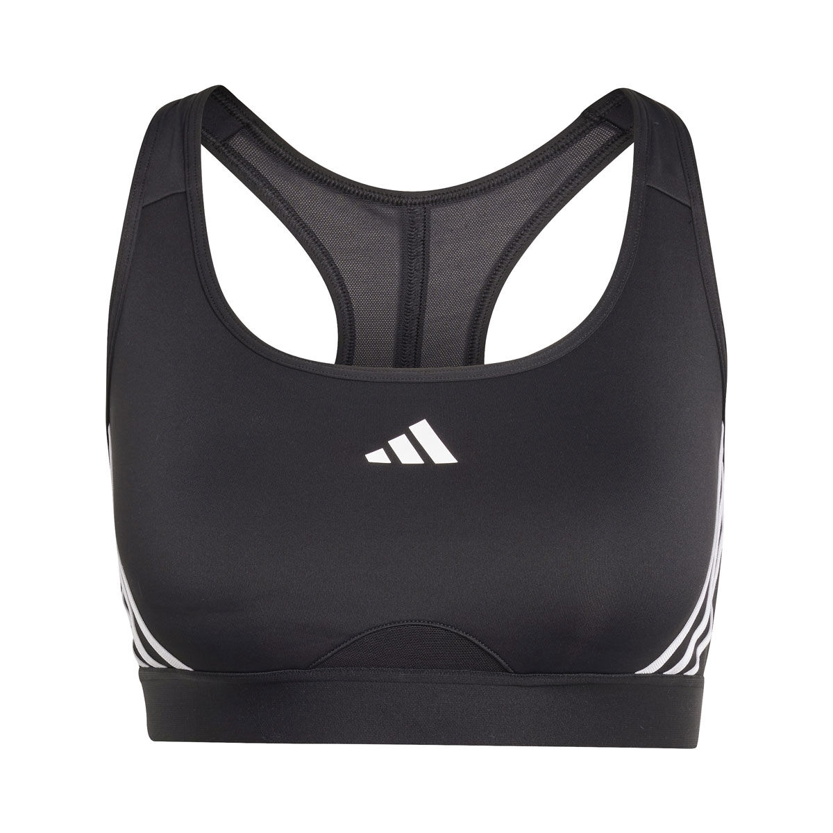 adidas Womens PowerReact 3-Stripes Medium Support Sports Bra