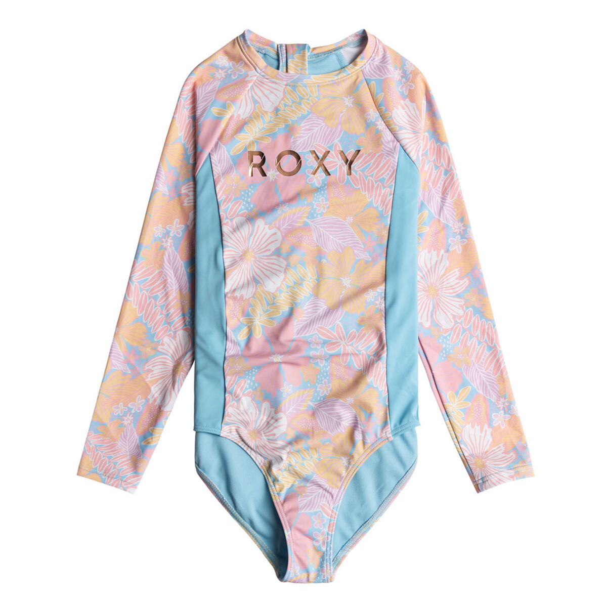 Roxy Girls Hidden Garden Long Sleeve Onesie Swimsuit Blue/Print 14
