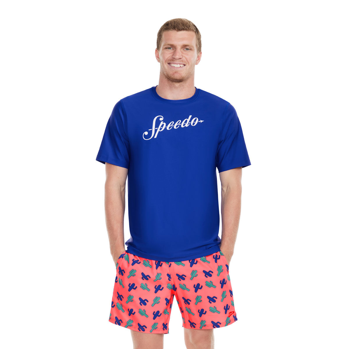 Speedo Mens Printed Short Sleeve Swim Tee
