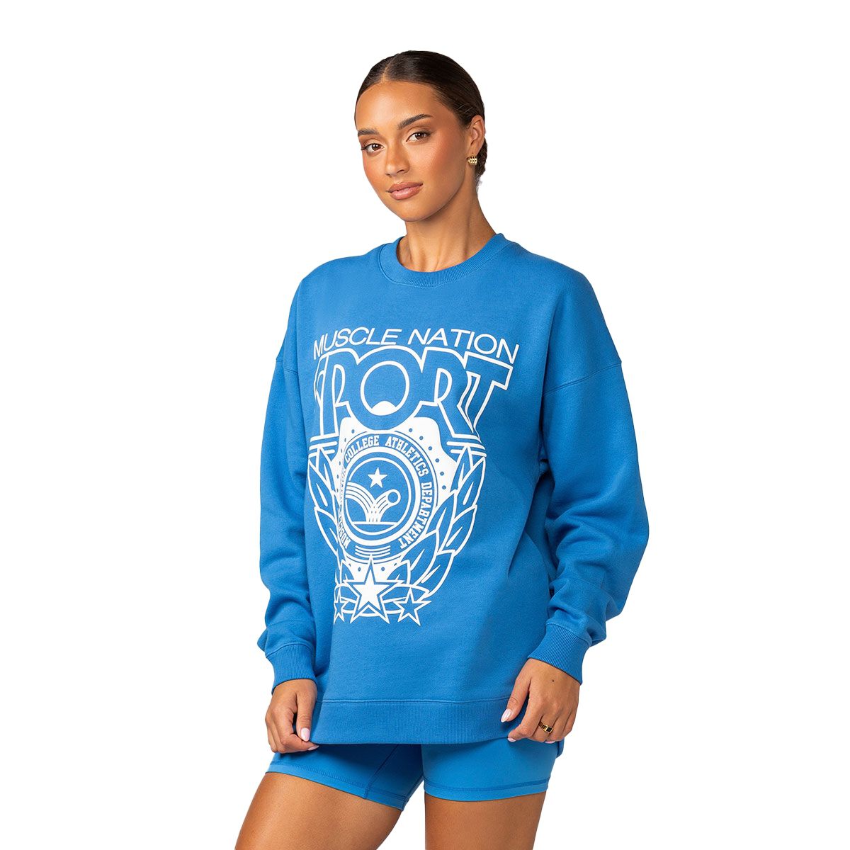 Muscle Nation Womens Athletics Oversized Pullover Sweatshirt