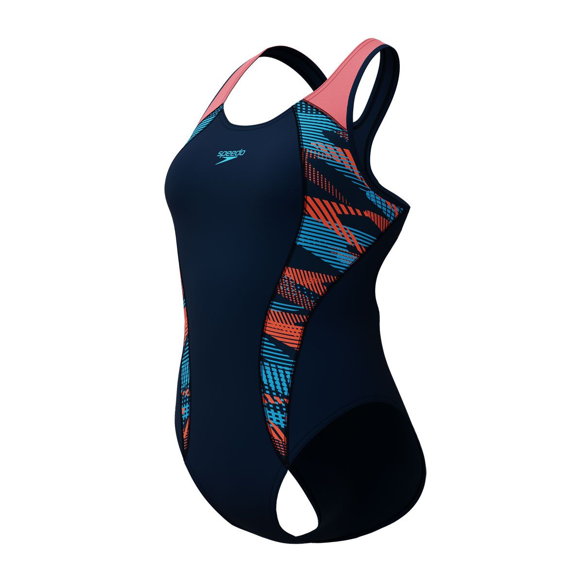 Speedo Womens Placement Laneback One Piece Swimsuit
