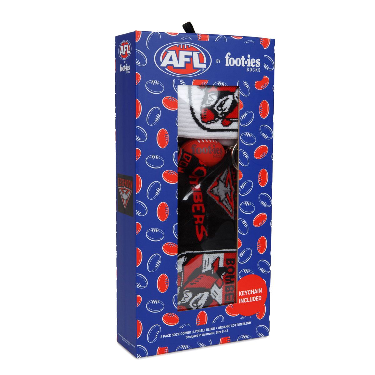 Footies Essendon Bombers 3 Pack Socks Gift Box