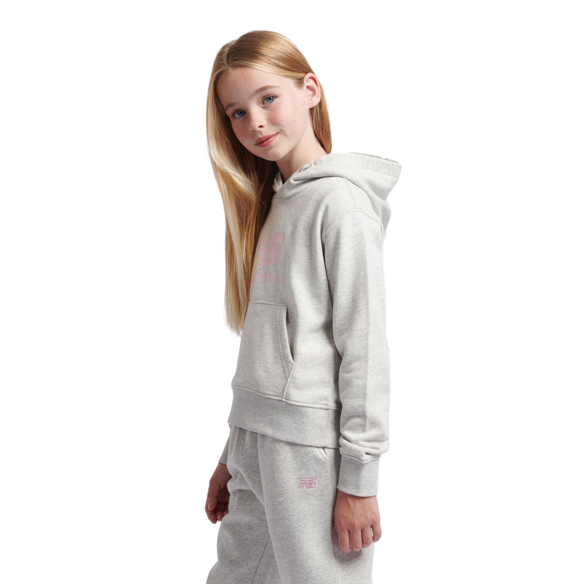 New Balance Junior French Terry Stacked Logo Pullover Hoodie