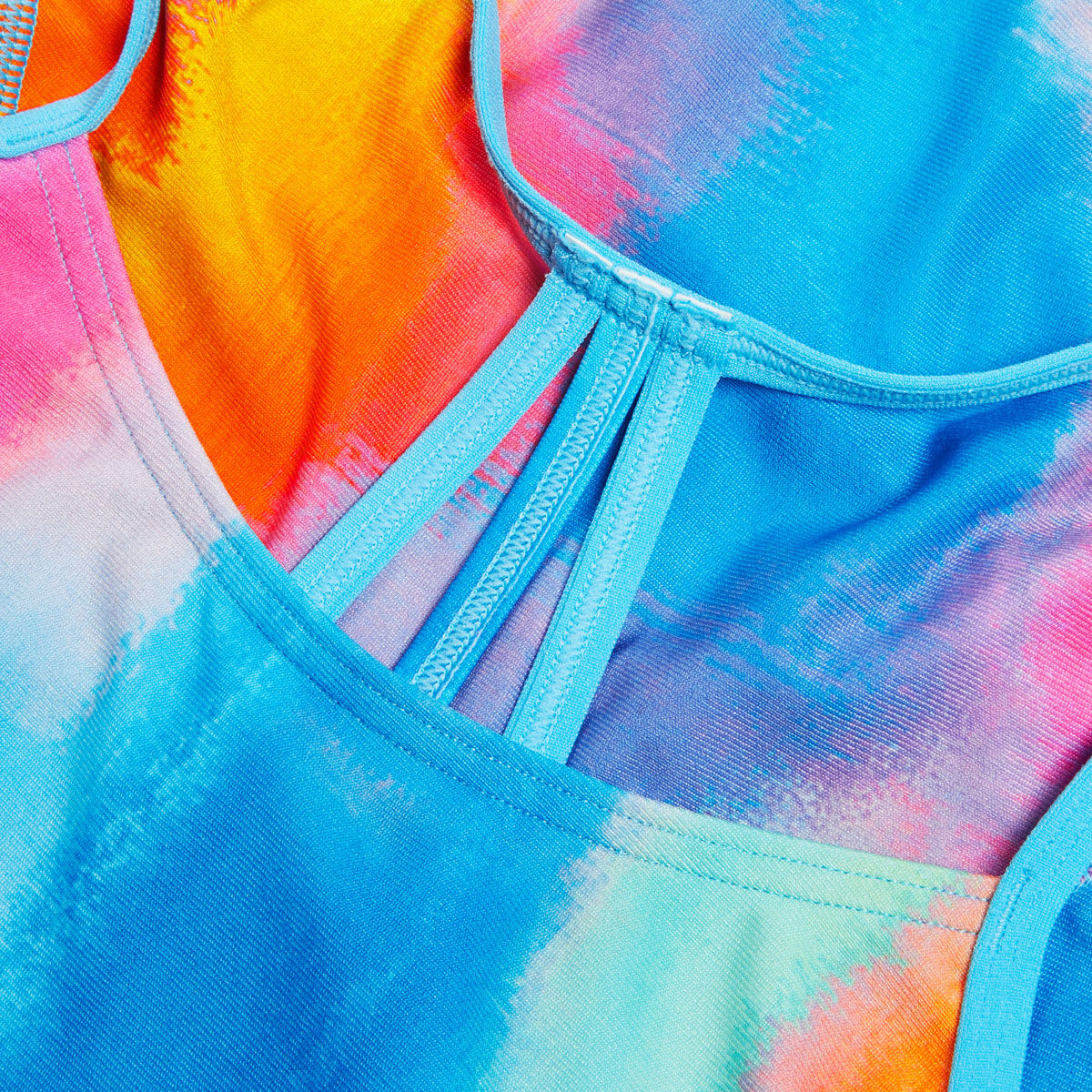 Speedo Girls Placement Lane Line Back One Piece Swimsuit