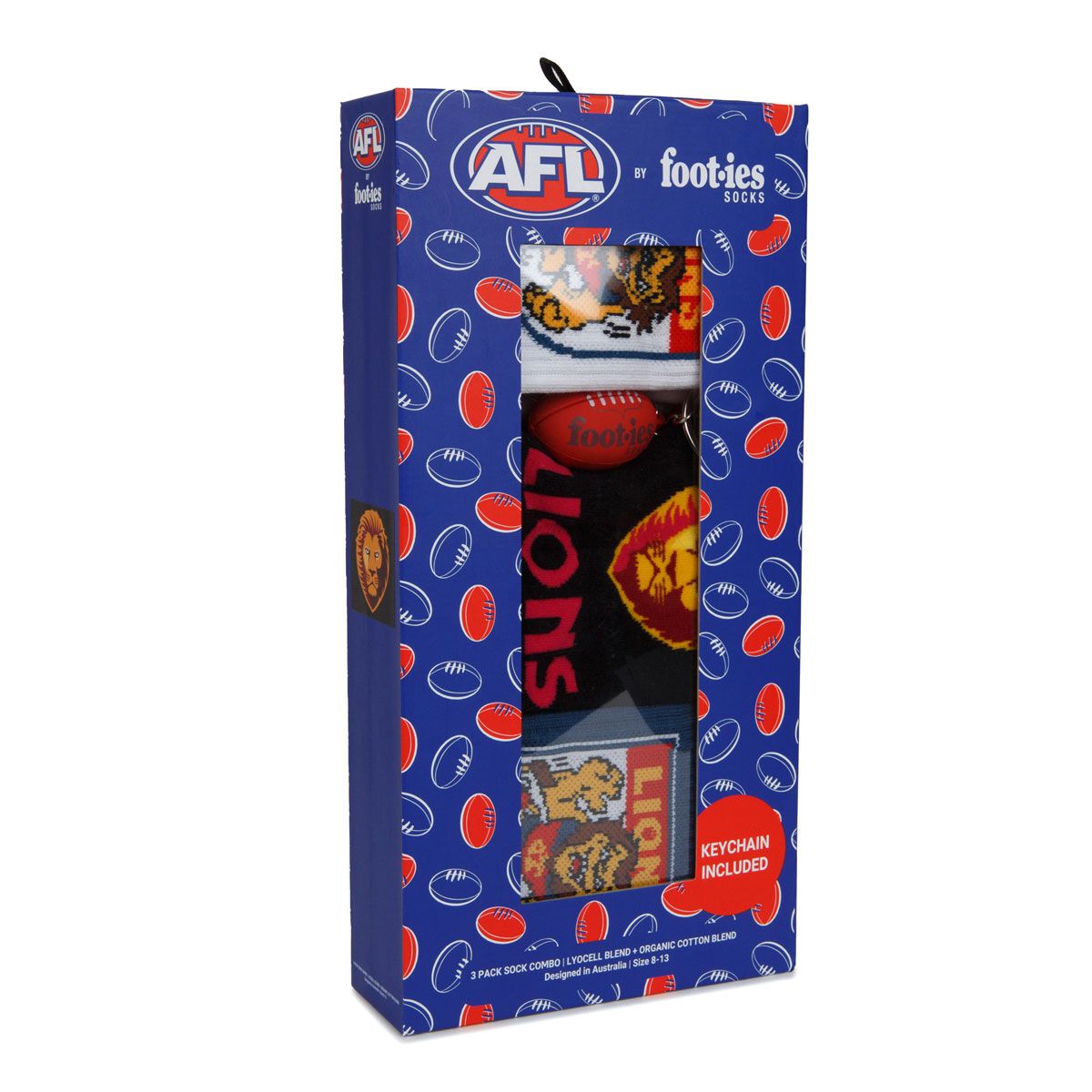 Footies Brisbane Lions 3 Pack Socks Gift Box