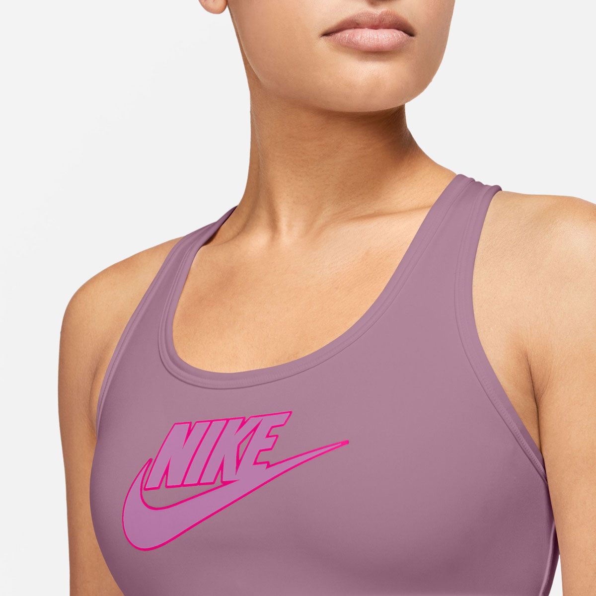 Nike Womens Swoosh Dri-FIT Medium Support Padded Futura Logo Sports Bra