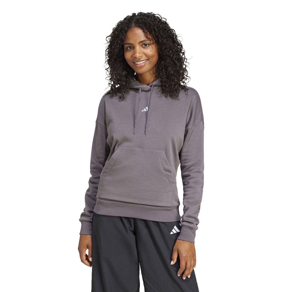 adidas Womens Feel Cozy Fleece Small Logo Pullover Hoodie