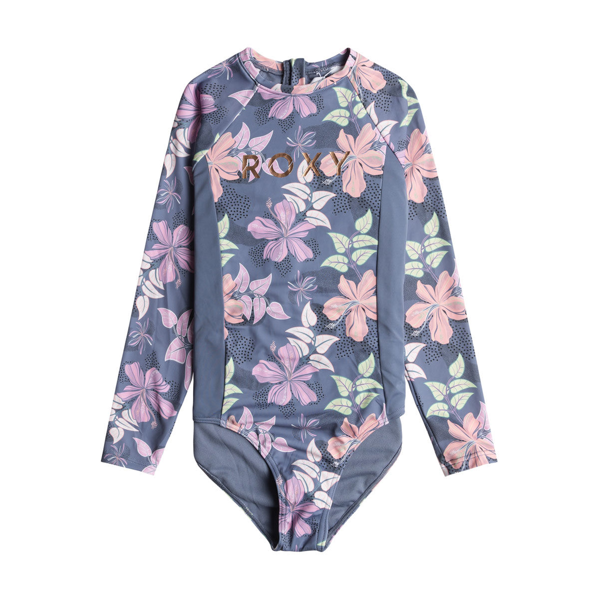 Roxy Girls Hidden Garden Long Sleeve Onesie Swimsuit Blue/Print 14