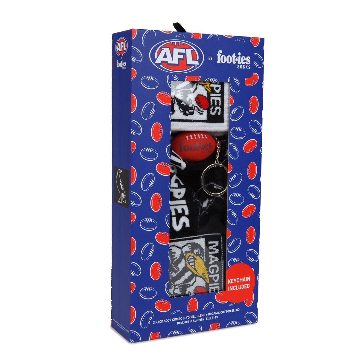 Footies Collingwood Magpies 3 Pack Socks Gift Box