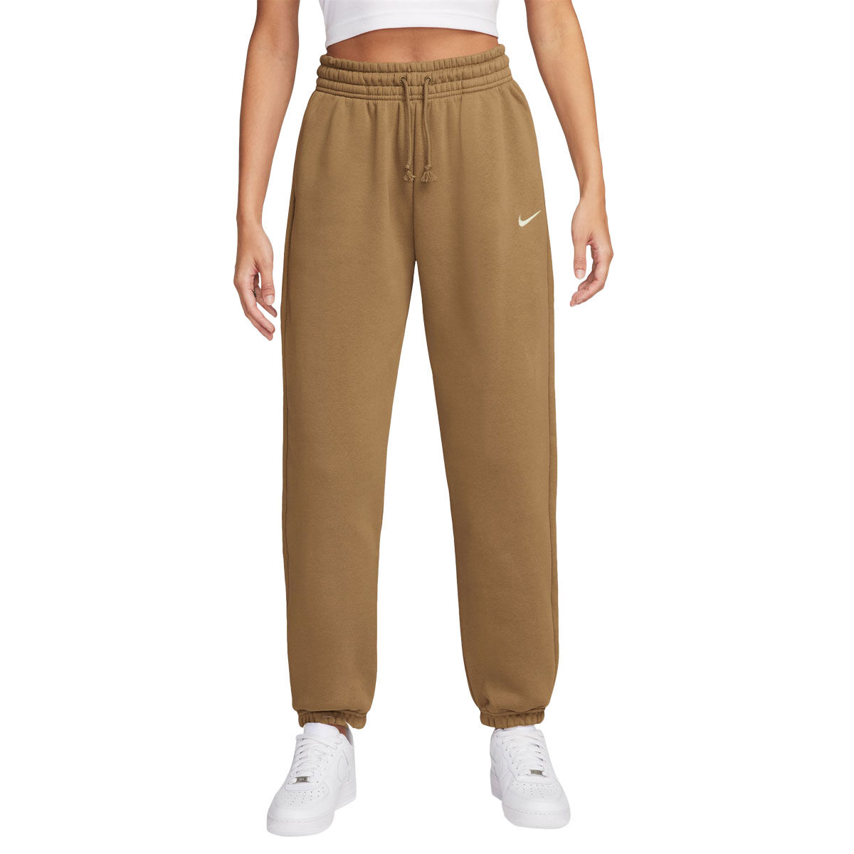 Nike Womens Phoenix Fleece High Rise Oversized Track Pants Brown M