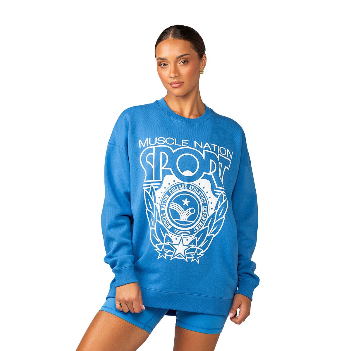 Muscle Nation Womens Athletics Oversized Pullover Sweatshirt