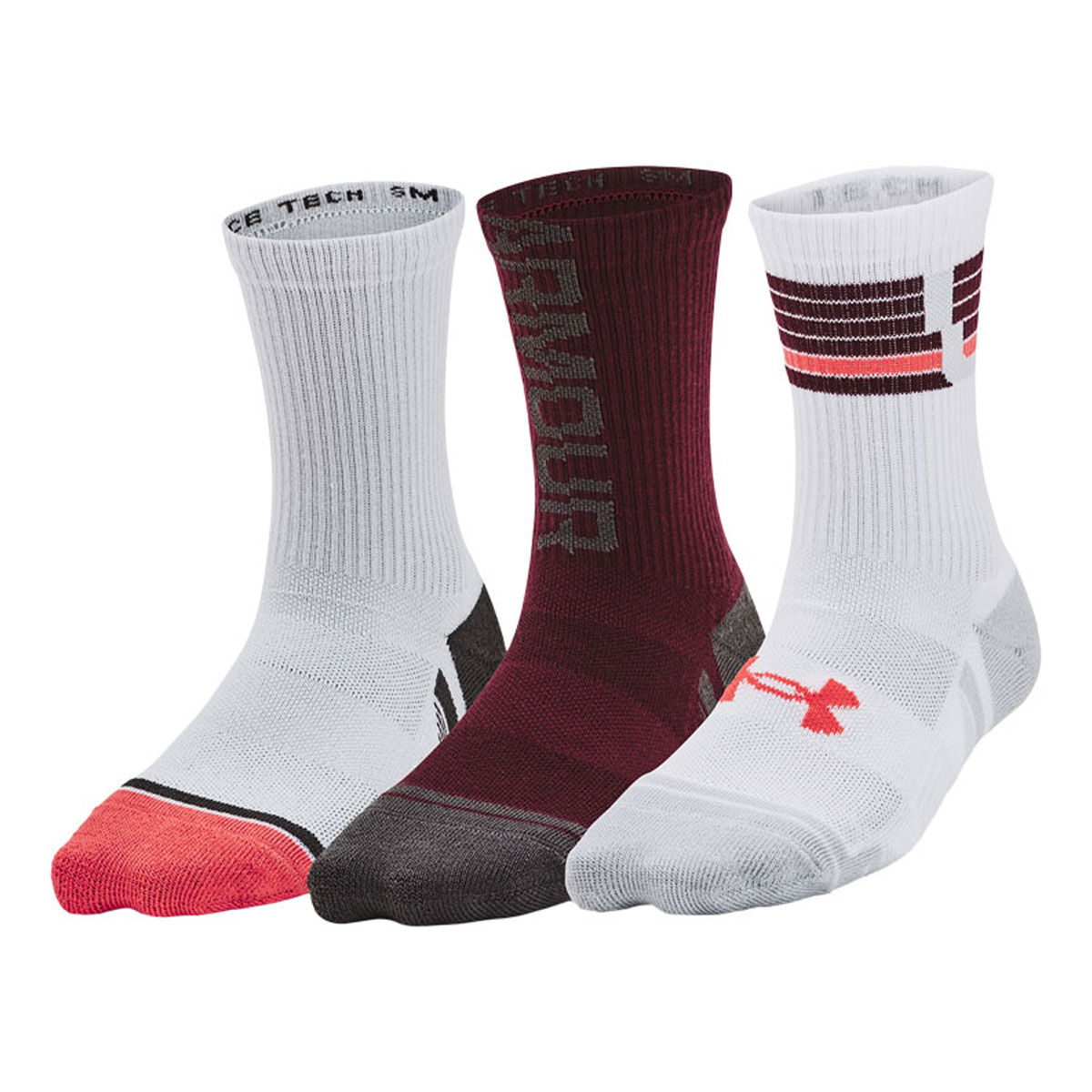 Under Armour Youth Performance Tech Crew Socks 3pk