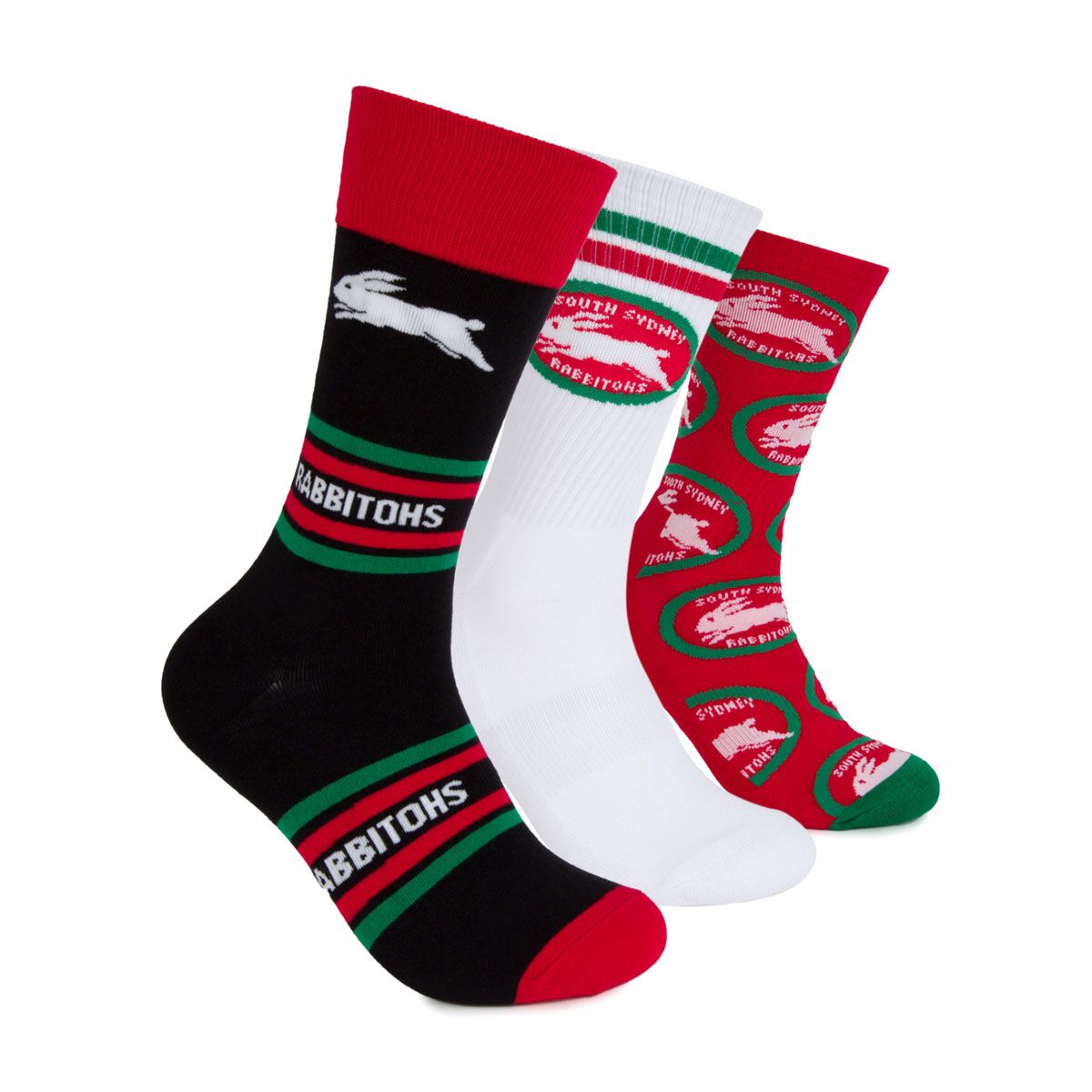 South Sydney Rabbitohs 3 Pack Sock Gift Pack