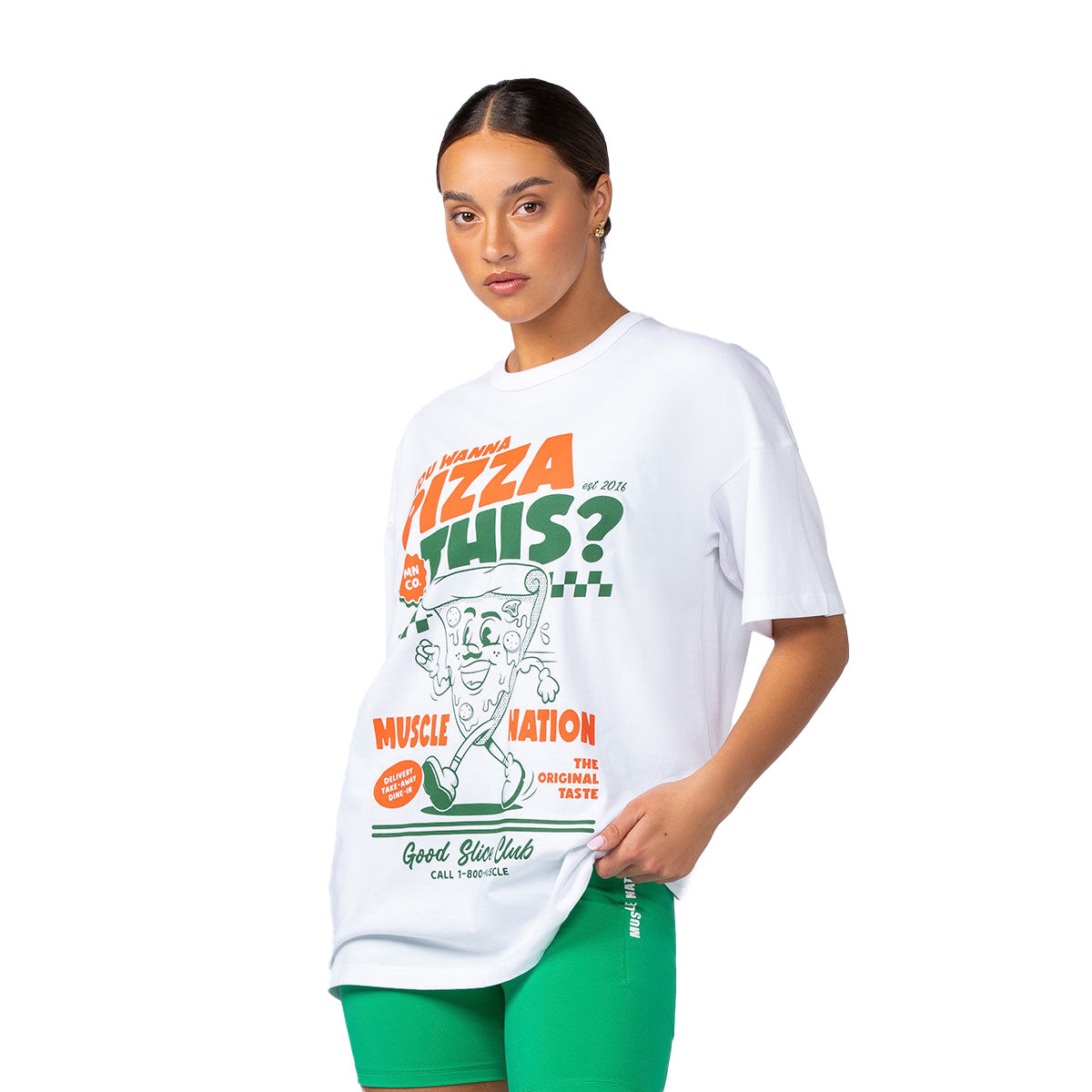 Muscle Nation Womens Pizza This Oversized Tee