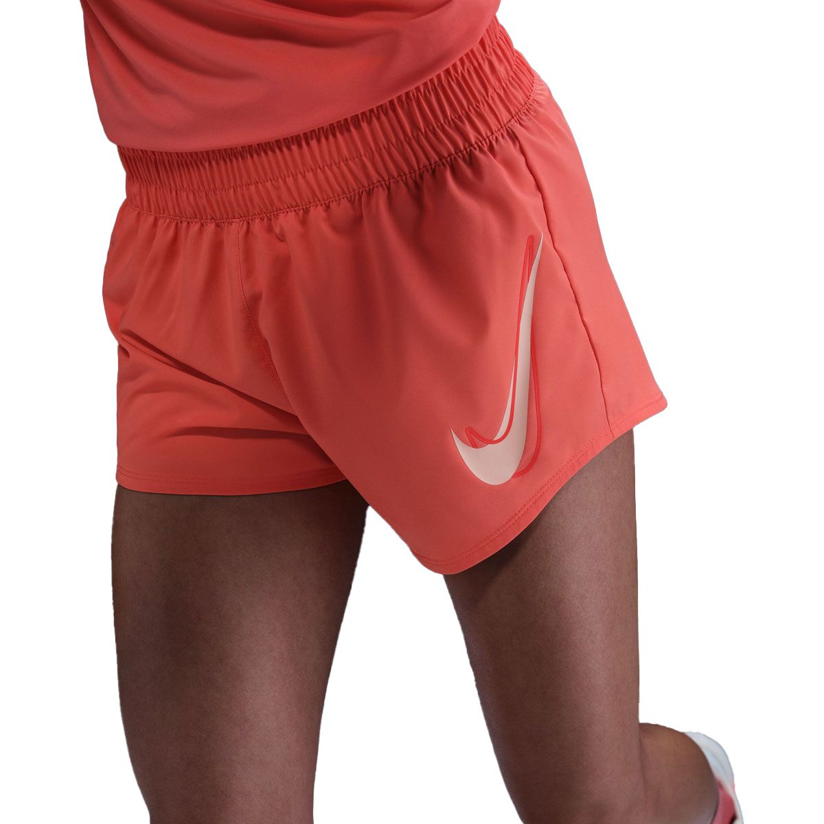 Nike Womens One Swoosh Dri-FIT Mid Rise Brief-Lined Running Shorts