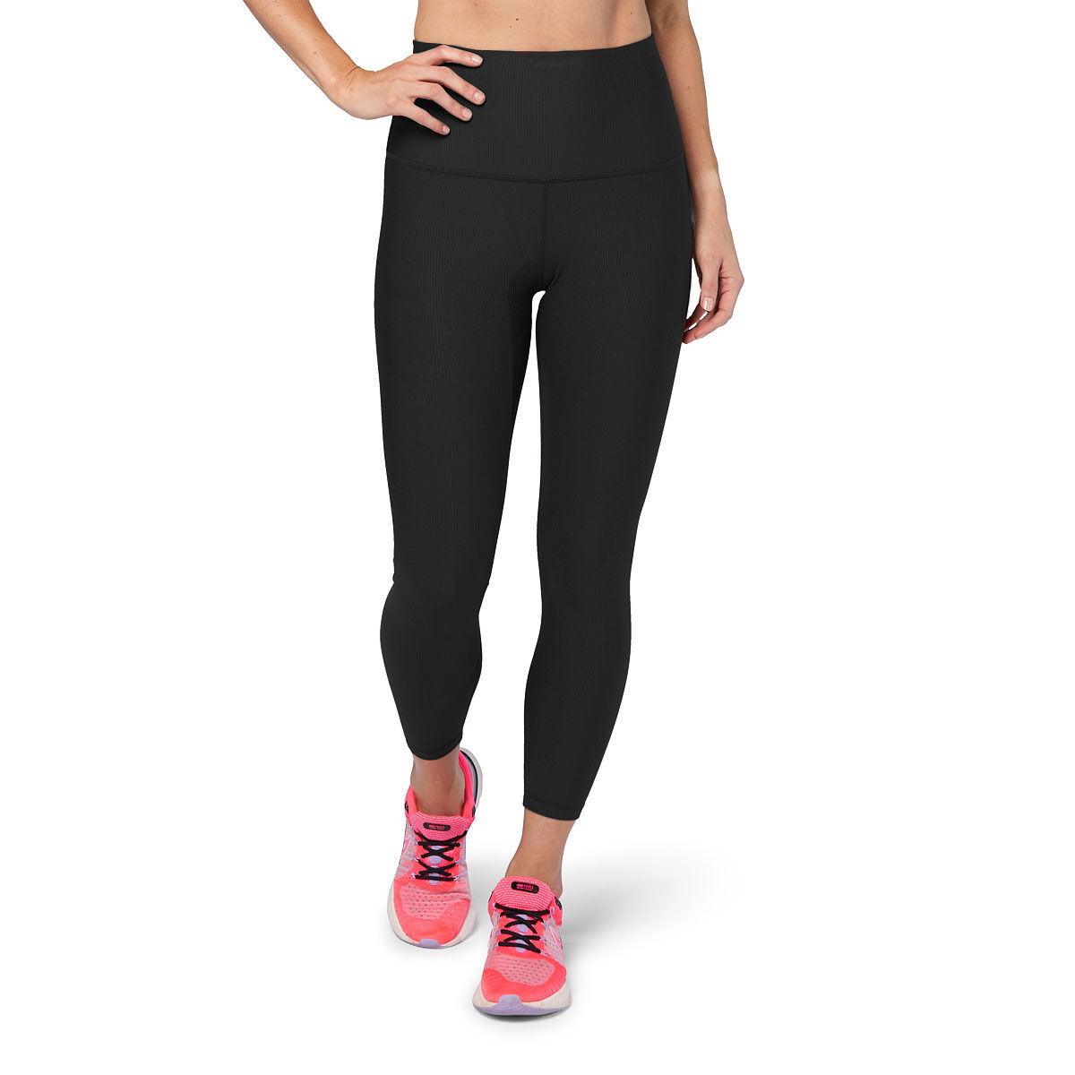 Ell/Voo Womens Trinity Ribbed 7/8 Tights Black XXS