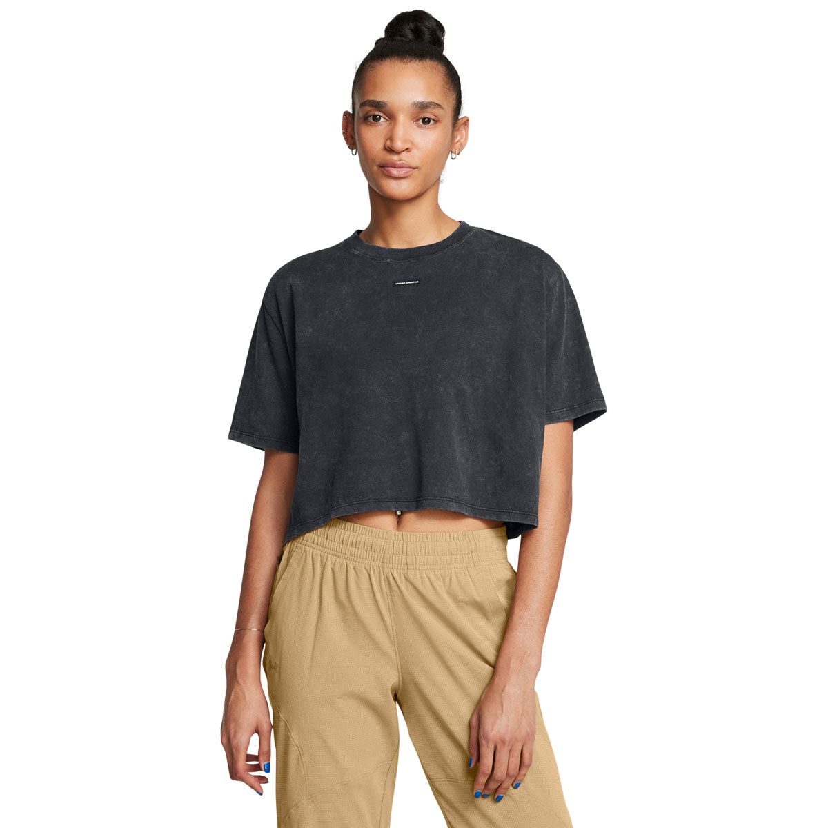 Under Armour Womens Washed Logo Boxy Cropped Tee