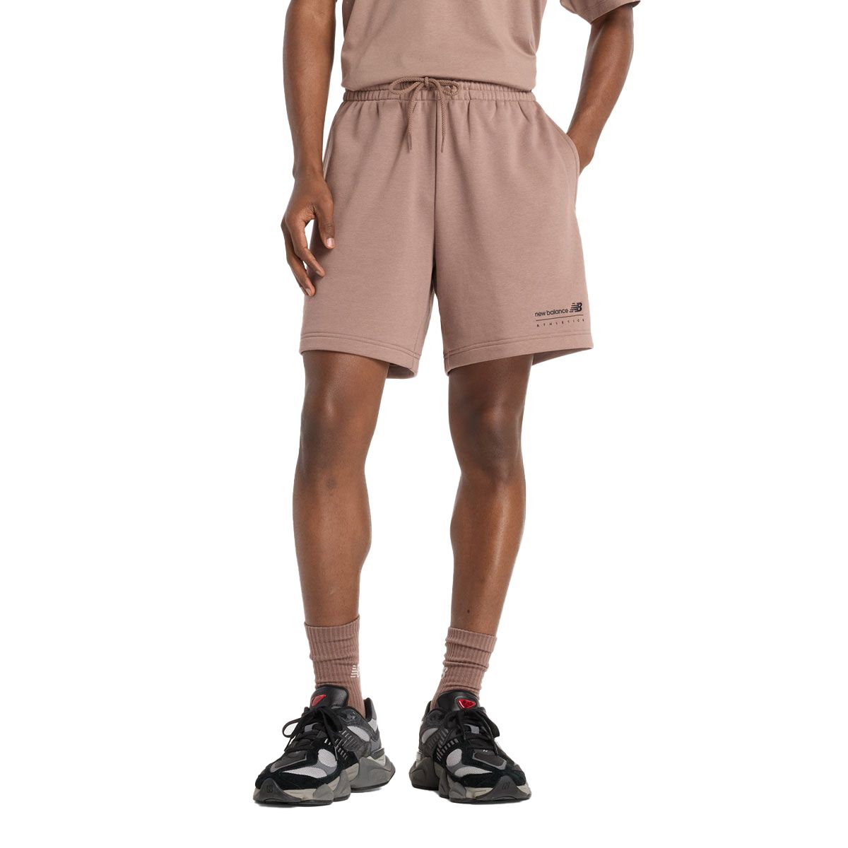 New Balance Mens Linear Graphic French Terry Shorts