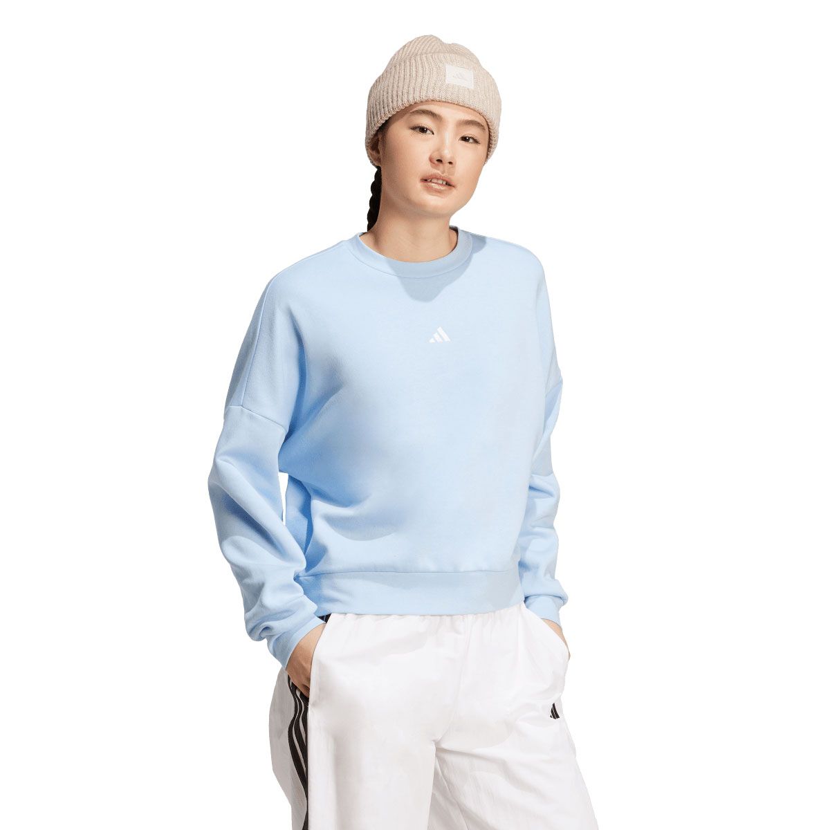 adidas Womens Essential Feelcozy Fleece Small Logo Sweatshirt