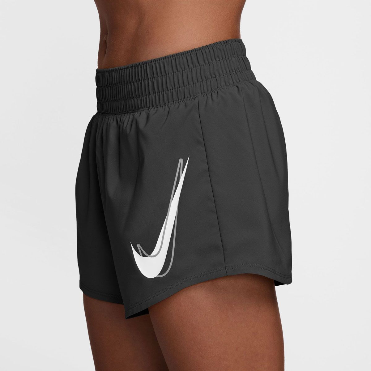 Nike Womens One Swoosh Dri-FIT Mid Rise Brief-Lined Running Shorts