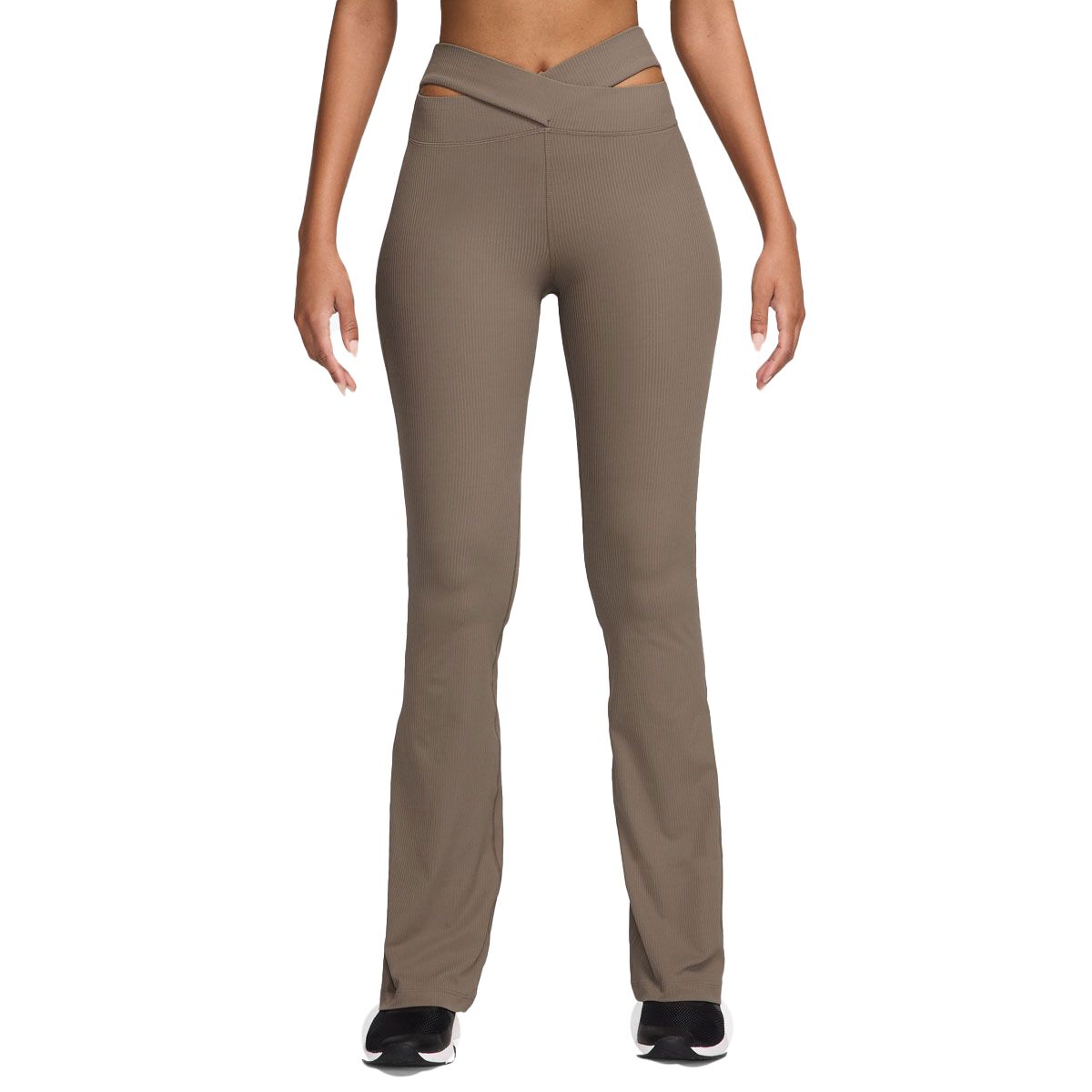 Nike Womens Zenvy Cutout High Rise Ribbed Flare Leggings